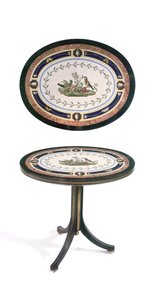 Blat mikromozaikowy, Rzym, koniec XVIII w. (mozaika, heban i drewno satynowe z oprawą ormolu) autorstwa Giacomo (attr. to) Raffaelli