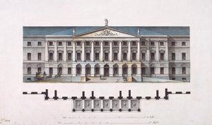 Projekt Instytutu Smolnego. Plan elewacji głównej i parteru, 1806-1808