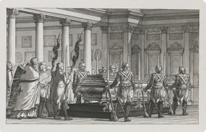 Cesarz Paweł I leżący w stanie pod strażą honorową autorstwa Giacomo Antonio Domenico Quarenghi