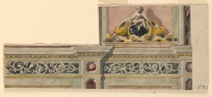 Rysunek, projekt malowanych drzwi, 1850-75