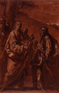 PD.9-1992 Cud bochenków i ryb, ok.1611-14 (czarna kreda, długopis i tusz, pranie) autorstwa Giacomo Cavedoni