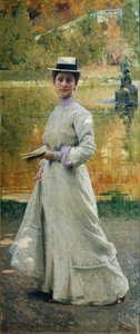 Portret plenerowy lub Dama w ogrodzie autorstwa Giacomo Grosso