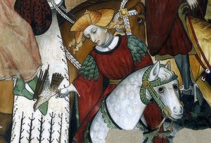 Fontanna młodości. Szczegół: sokolnik ze swoim ptakiem. 1418-30