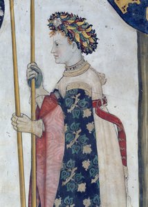 Dziewięć Godnych i Dziewięć Godnych Niewiast, fragment Semiramidy, 1418-30 (fresk)