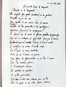 Rękopis wiersza "Bezruch po burzy" autorstwa Leopardiego. 1829 (dokumenty ) autorstwa Giacomo Leopardi