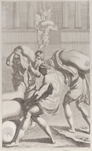 Mężczyźni przynoszący worki z ołowiem do klasztoru św. Benedykta, 1687-1717. autorstwa Giacomo Maria Giovannini