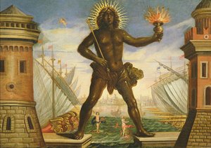 Prolog: Port z Kolosem Rodyjskim (olej na płótnie)