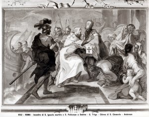 Spotkanie św. Ignacego z Antiochii (zm. 107 r.) i św. Polikarpa ze Smyrny (ok. 69-ok. 155 r.) autorstwa Giacomo Triga