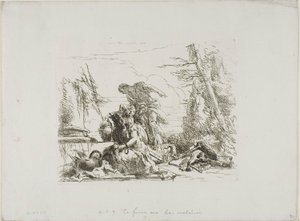 Kobieta z ramionami w łańcuchach i cztery inne postacie z Capricci autorstwa Giambattista Tiepolo