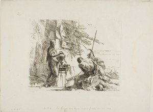 Kobieta z rękami na wazonie, żołnierz i niewolnik z Capricci autorstwa Giambattista Tiepolo