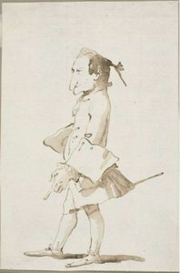 Karykatura mężczyzny, na całej długości, zwrócona w lewo autorstwa Giambattista Tiepolo