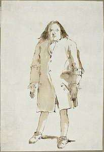Karykatura mężczyzny, pełna długość, zwrócona do przodu autorstwa Giambattista Tiepolo