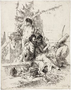 Punchinello udziela rad z serii „Scherzi di Fantasia” autorstwa Giambattista Tiepolo