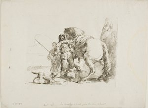 Jeździec stojący przy koniu, z Capricci autorstwa Giambattista Tiepolo
