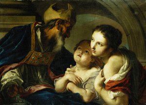 Święty Mikołaj z Bari z dwójką dzieci, autorstwa Giambettino Cignaroli