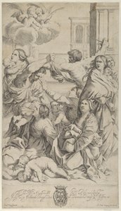 Masakra Niewiniątek, atak na grupę kobiet i dzieci, dwa anioły a..., ca. 1640-70. autorstwa Gian Battista Bolognini