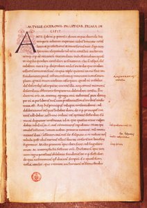 Apografia Marka Tulliusa Cicerona (pióro i atrament na welinie) autorstwa Gian Francesco Poggio Bracciolini