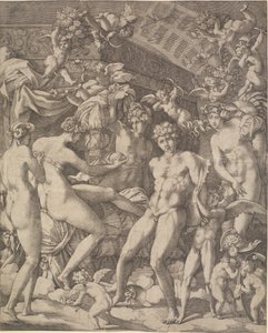 Wenus i Mars z amorkami i trzema łaskami autorstwa Gian Jacopo Caraglio
