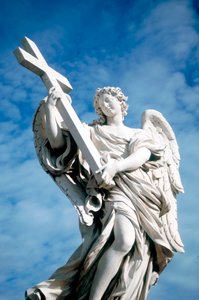 Anioł niosący krzyż, z Ponte St Angelo, Rzym, Włochy, 1669 autorstwa Gian Lorenzo Bernini