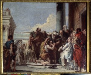 Powrót syna marnotrawnego (Powrót syna marnotrawnego). Obraz Giandomenico Tiepolo (1727-1804). Olej na płótnie, 49 x 59 cm