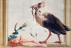 Kazuar trzymający węża w dziobie, z pokoju chińskiego w Foresterii, 1757 autorstwa Giovanni Domenico Tiepolo