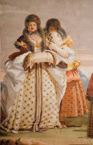 Detal ze Spaceru zimowego, z Sali Pawilonu Gotyckiego, w Foresterii, 1757 autorstwa Giovanni Domenico Tiepolo