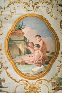 Fresk z pokoju Putti, w Foresterii (Pensjonat) 1757 autorstwa Giovanni Domenico Tiepolo