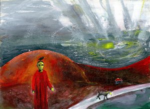 Pies z żółtą twarzą zabierz mnie do domu, 2005, autorstwa Gigi Sudbury