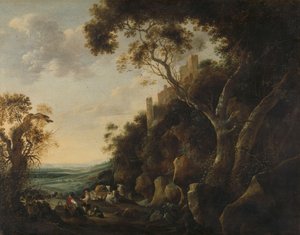 Krajobraz z pasterzami autorstwa Gijsbert Gillisz de Hondecoeter