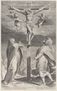 Ukrzyżowanie z Matką Boską i św. Janem Ewangelistą, nad głową anioły, ok. godz. 1593 r., ok. 1593 r. 1593