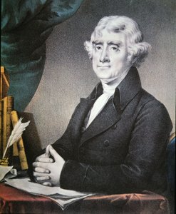 Thomas Jefferson (1743-1826) wydany przez Nathaniela Curriera (1813-88) (kolor lito)