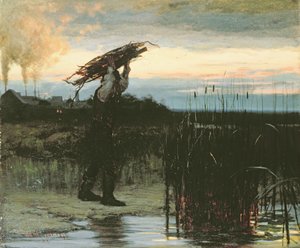 Mężczyzna niosący kije o zmierzchu, 1879