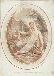 Bachanalia z nimfą i dwoma puttami autorstwa Gilles Demarteau
