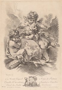 Alegoria Malarstwa z Trzema Aniołkami (99) autorstwa Gilles Demarteau the Elder after François Boucher
