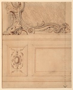 Rysunek przedstawiający dolną część panelu ściennego, 1714 r. autorstwa Gilles Marie Oppenord