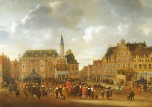 Ogłoszenie traktatu pokojowego w Munster w 1648 r. z balkonu ratusza w Haarlemie autorstwa Gillis Rombouts