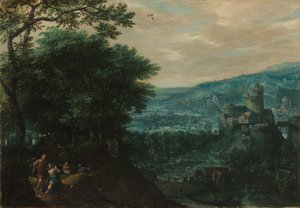 Krajobraz z Wenus i Adonis autorstwa Gillis van Coninxloo