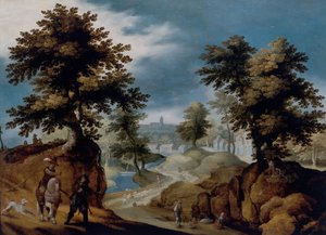 Krajobraz Z Postaciami autorstwa Gillis van III Coninxloo