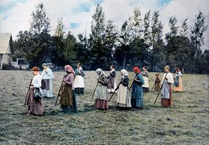 Sianokosy wokół Moskwy, Rosja, ok. 1890 r.