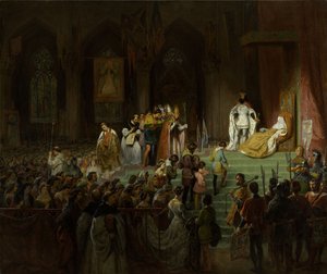 Koronacja zmarłej Inês de Castro w katedrze w Coimbrze, 1827-1828.