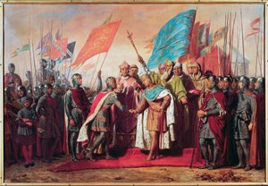 Trzecia krucjata (1189-1192): Spotkanie i uścisk dłoni Filipa Augusta (Filipa II Francuskiego)