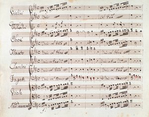 Strona z nutami do symfonii zredukowanej na fortepian Tancrediego, opera Gioacchino Rossiniego