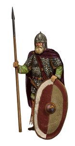 Barbarzyńca: wojownik ostrogoth (żołnierz ostrogoth, germańska konfederacja plemienna)