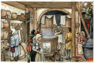 Średniowiecze: fabryka piwa (browar) autorstwa Giorgio Albertini