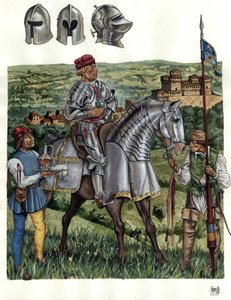 Średniowiecze: portret kondotiera (condottiere) z centralnych Włoch w XV wieku.