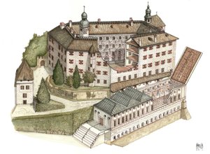 Renesansowa architektura: rekonstrukcja zamku Ambras autorstwa Giorgio Albertini