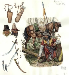 Przedstawienie estradiotów, lekkich jeźdźców najemnych w XV wieku. autorstwa Giorgio Albertini