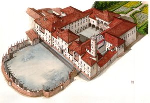 Widok na pałac Arese Borromeo, zbudowany w XVII wieku, w Cesano Maderno, Włochy autorstwa Giorgio Albertini
