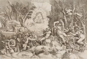 Cephalus opłakuje Procris (według rysunku Giulio Romano, patrz zdjęcie nr 27883) autorstwa Giorgio Ghisi
