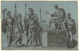 Żołnierze rzymscy przed cesarzem, przed 1540 . autorstwa Giorgio Ghisi